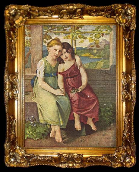 framed  unknow artist Portrat der Adelheid und Gabriele von Humboldt, ta009-2